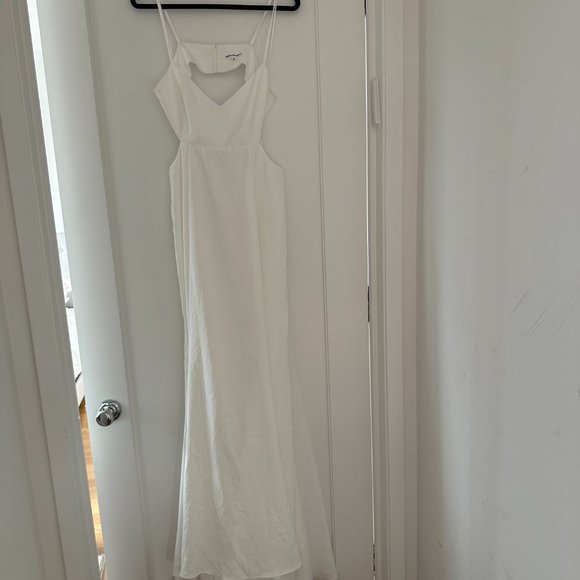 Reformation Astor A-line Maxi Dress Sz 6 Ivory Silk Chest and Back Cut-out - Picture 4 of 13